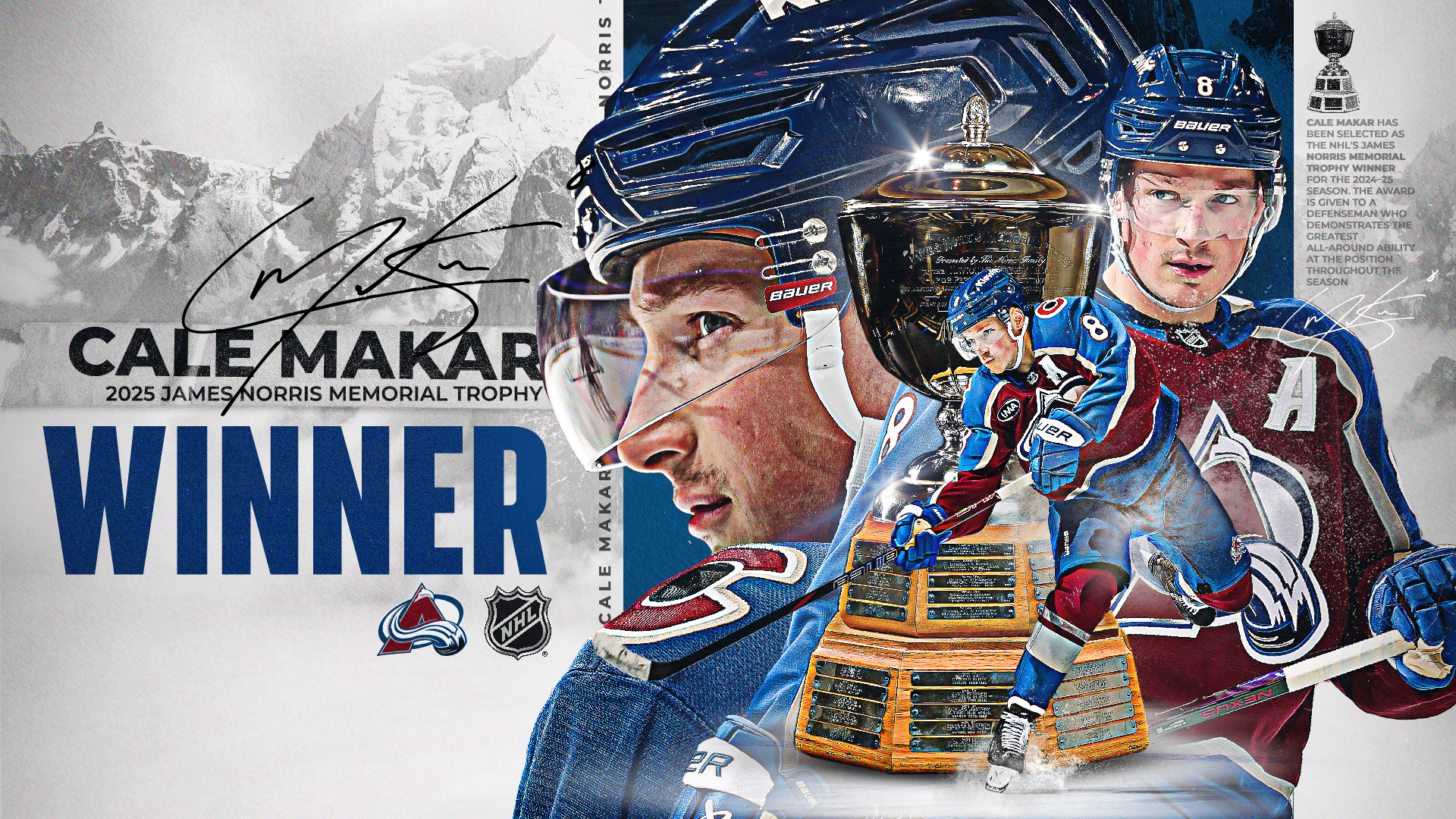 Cale Makar 2025 James Norris Memorial Trophy Winner